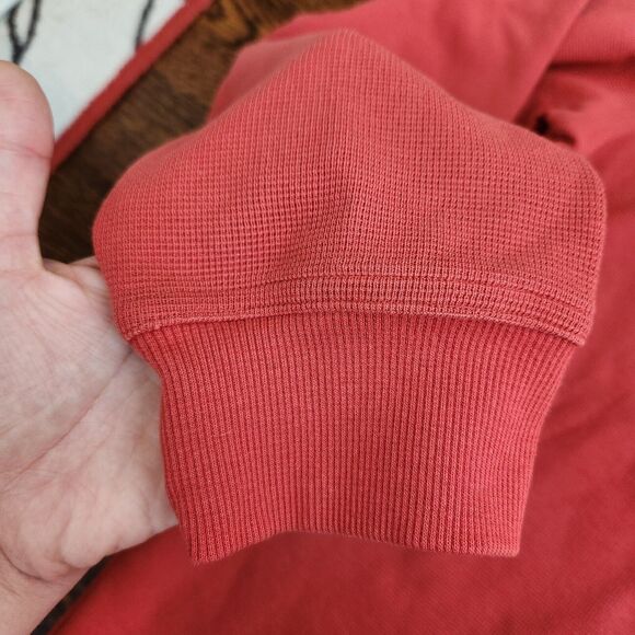 LL Bean Thermal Henley Shirt Mens XL Tall Orange Red Outdoor Fall Gorpcore Warm - Picture 4 of 13
